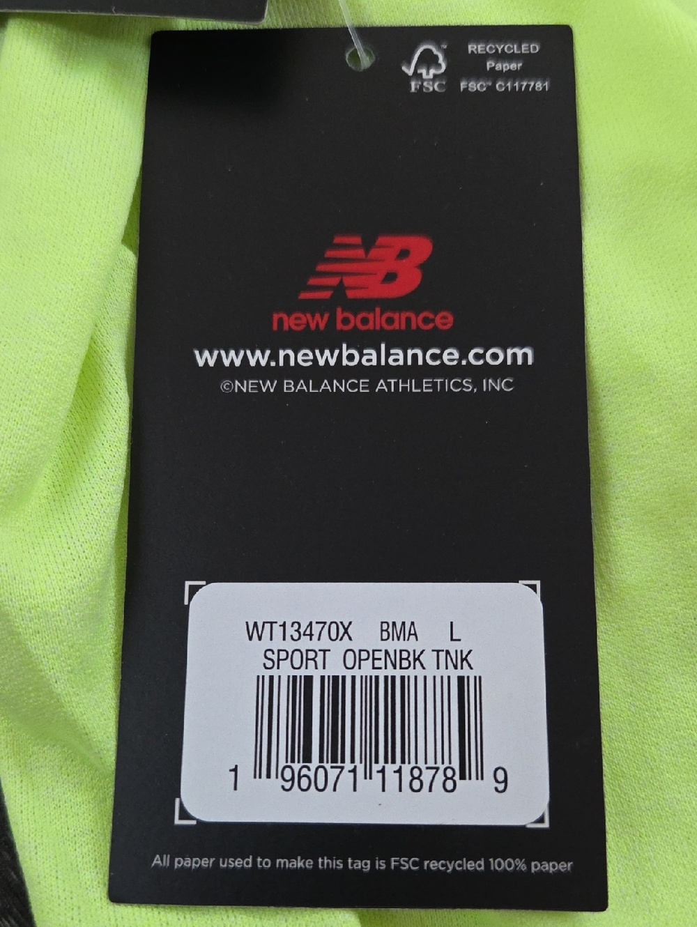 New Balance Women's Neon Lime Performance Tank Top Relaxed NWT - Picture 7 of 10